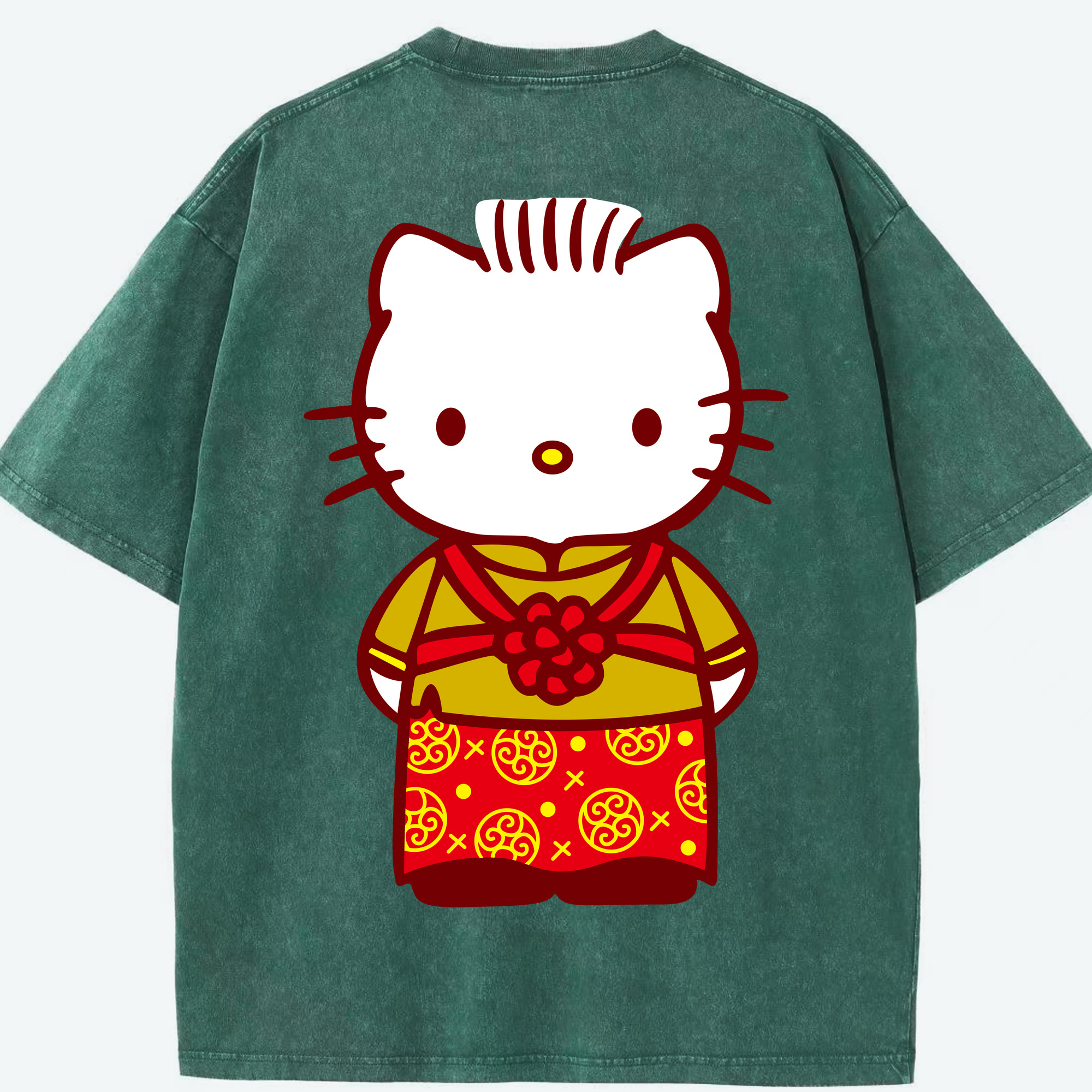 （画像用） Hello Kitty ハローキティ 綿100% ヴィンテージ風 半袖Tシャツ（背面プリント）